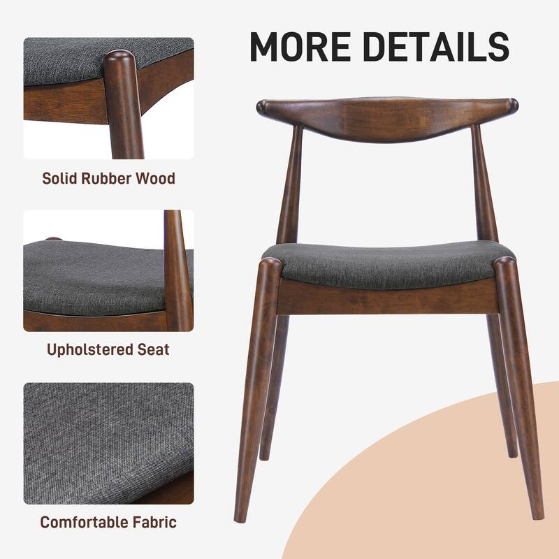 Roomfitters Rubberwood Dining Chairs with Ergonomic Backrest and Cushioned Seat, Set of 2