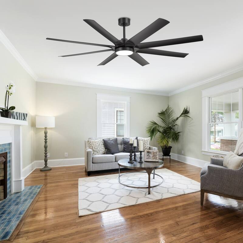 Large 72" 8-Blade Integrated LED Ceiling Fan with Light and Remote
