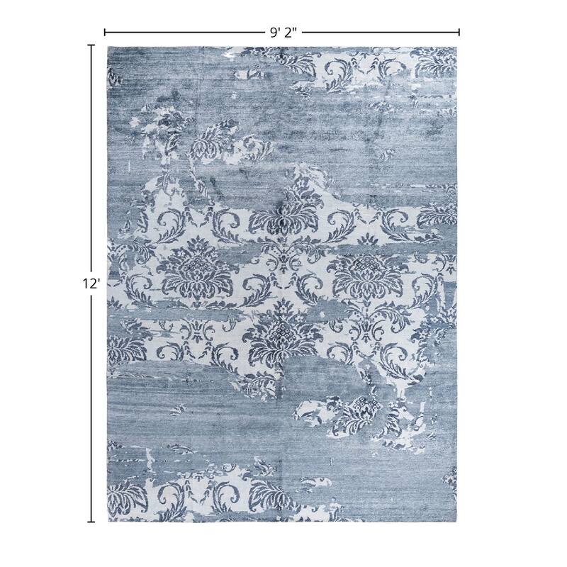 Modern One-of-a-Kind Hand-Knotted Area Rug - Gray, 9' 2" x 12' 0" - 9' 2" x 12' 0"