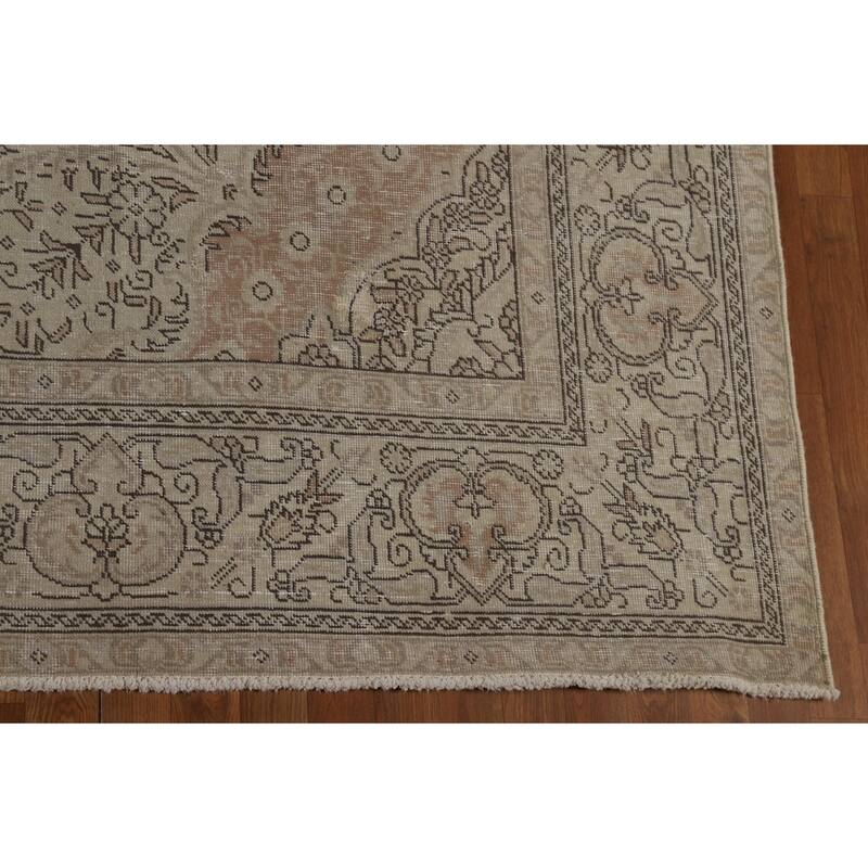 Medallion Tabriz Persian Vintage Area Rug Handmade Wool Carpet - 9'8"x 12'6"
