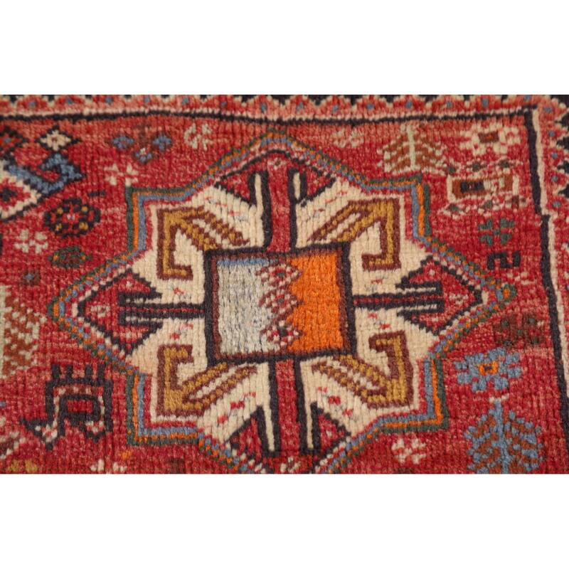 Hand Knotted Oriental 100% Wool Carpet Traditional Tribal Navy Blue & Blues Shiraz Area Rug - 5' 3'' X 3' 11''