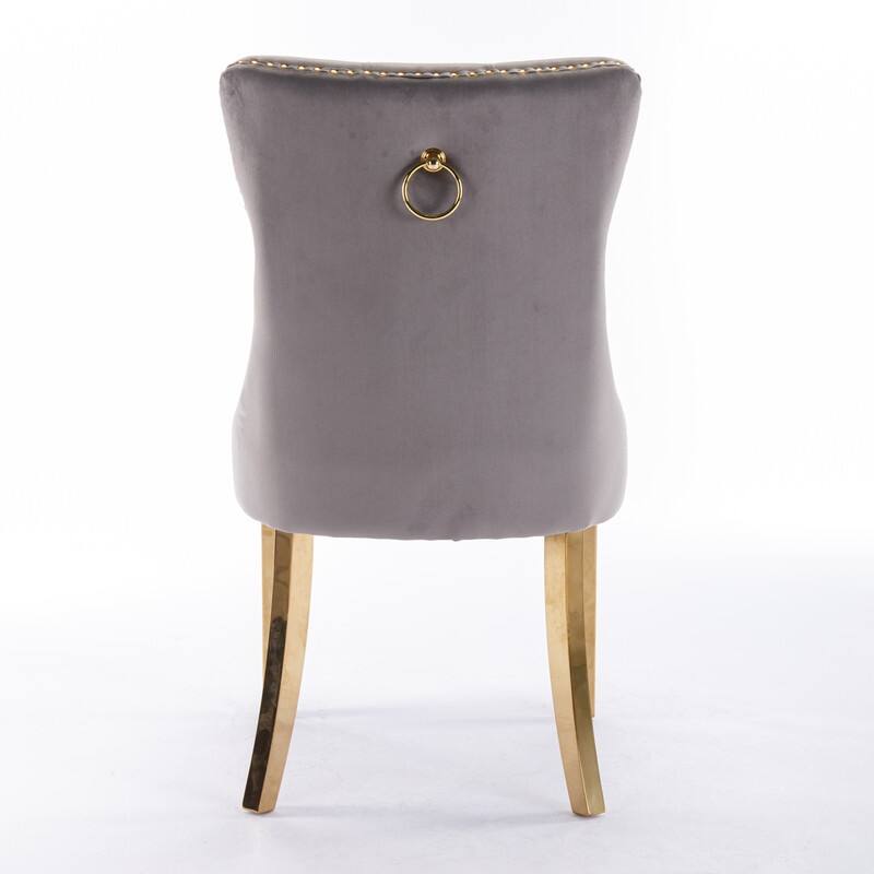 Modern Tufted Dining Chairs with Golden Legs,Velvet Dining Chairs Set of 2