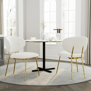 White Velvet Dining Chairs with Hammered Finish Metal Legs