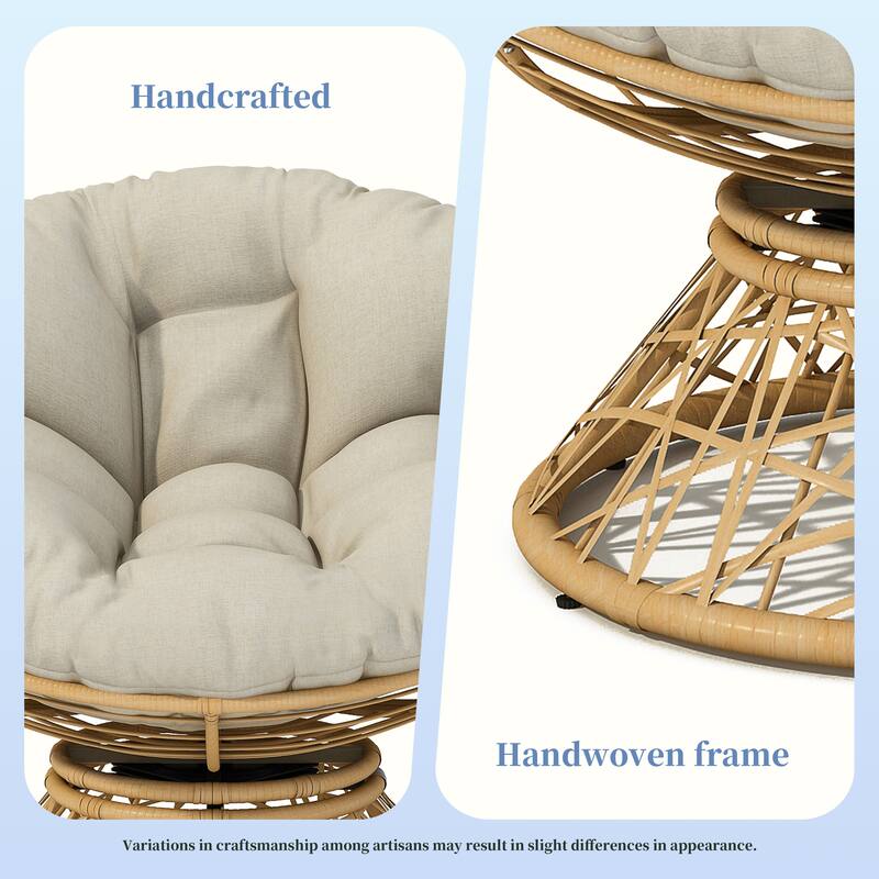 Poly Wicker Chair with 360° Swivel