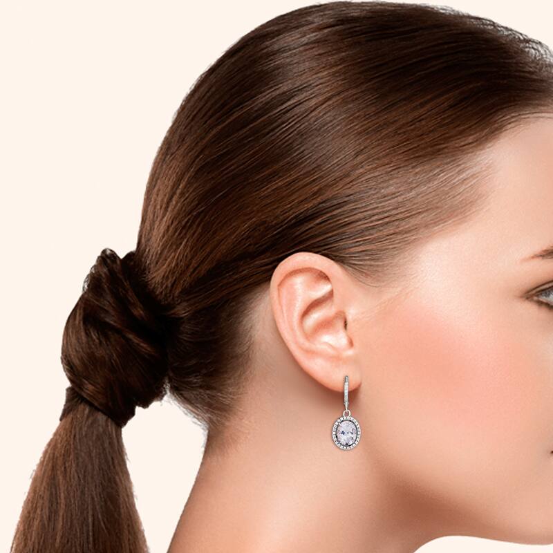 Victoria Townsend Silver Plate Cubic Zirconia Dangle Lever back Earrings