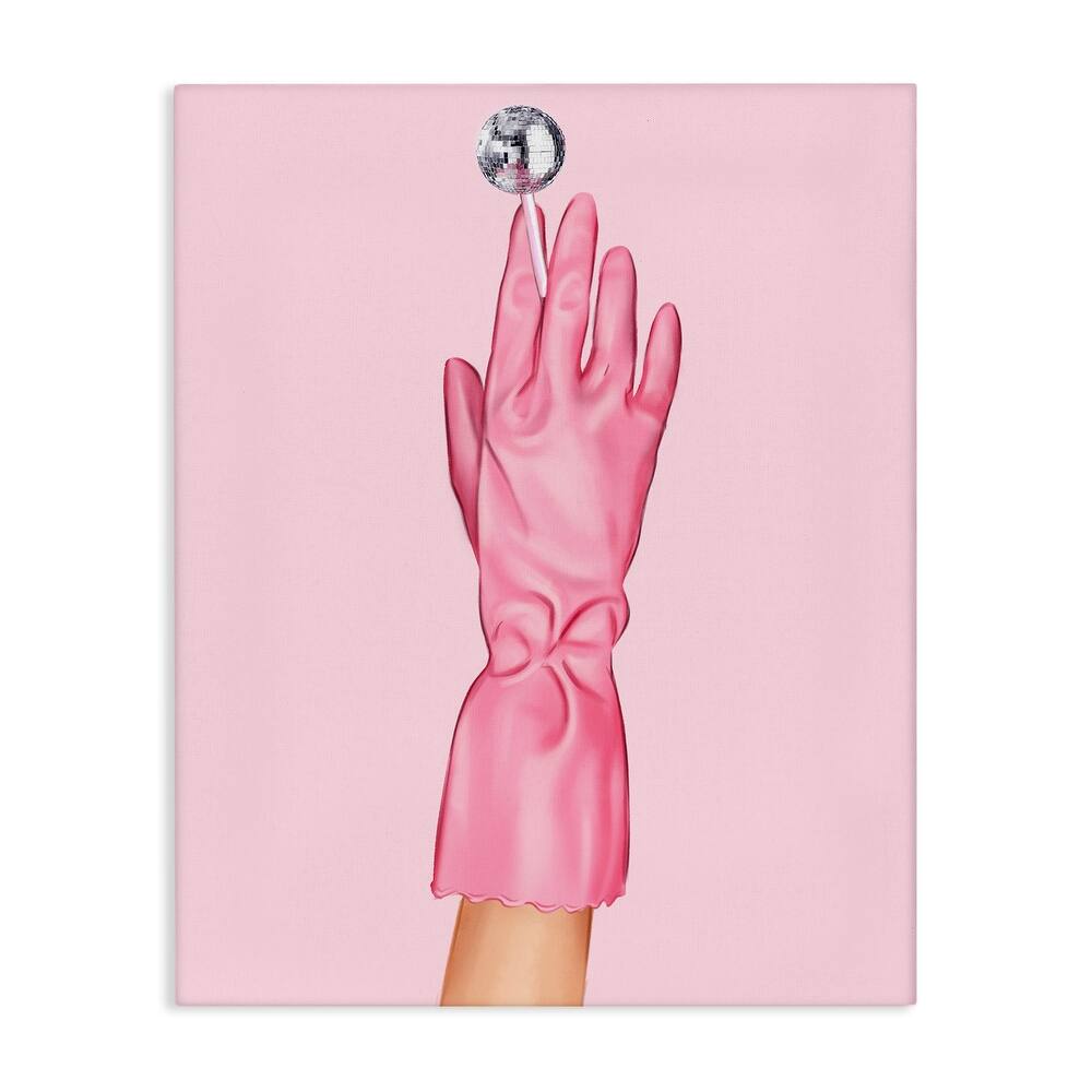 Stupell Pink Glove & Disco Ball Canvas Wall Art Design By Ziwei Li