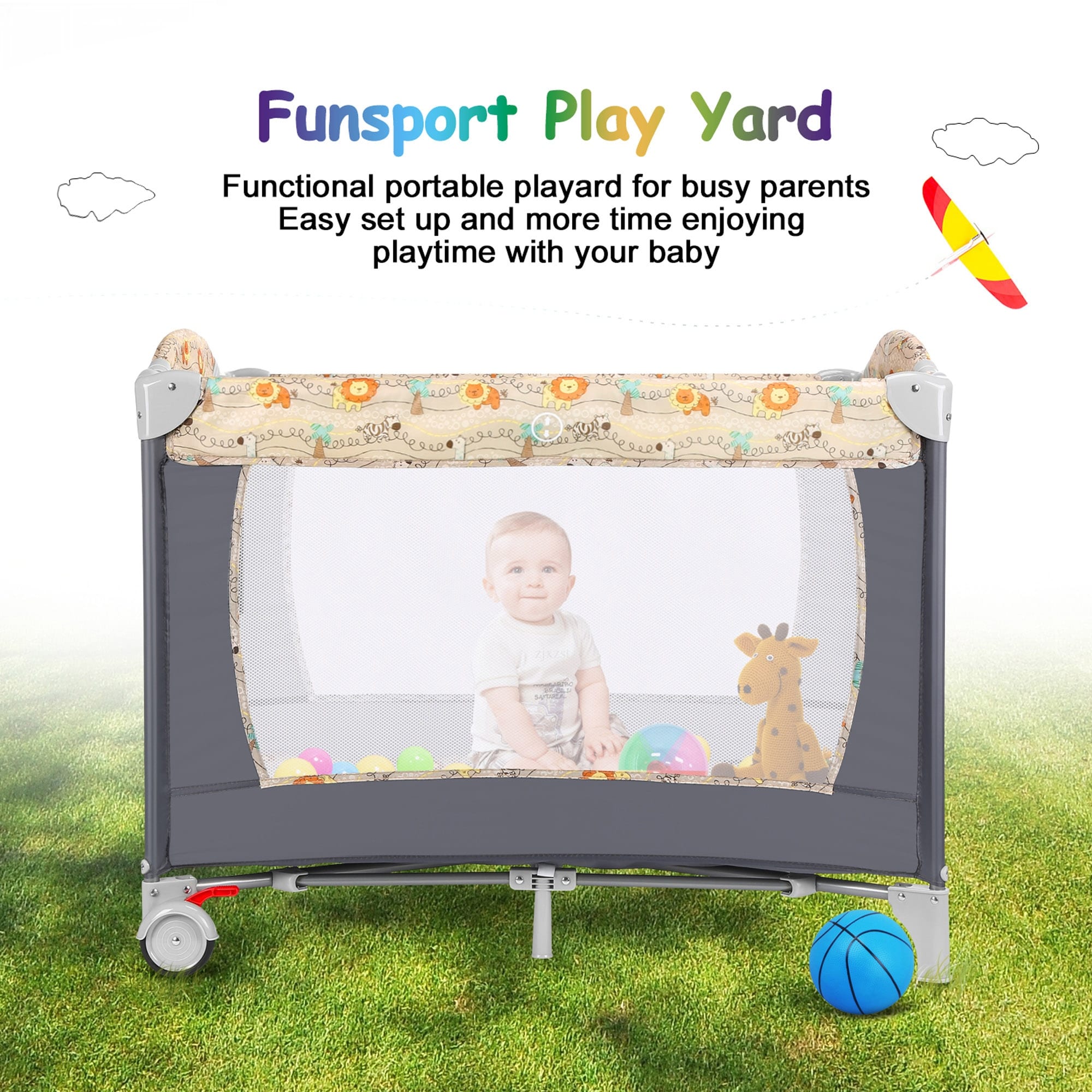 Odoland Baby Crib Travel Pack Playard for Infant Toddler M