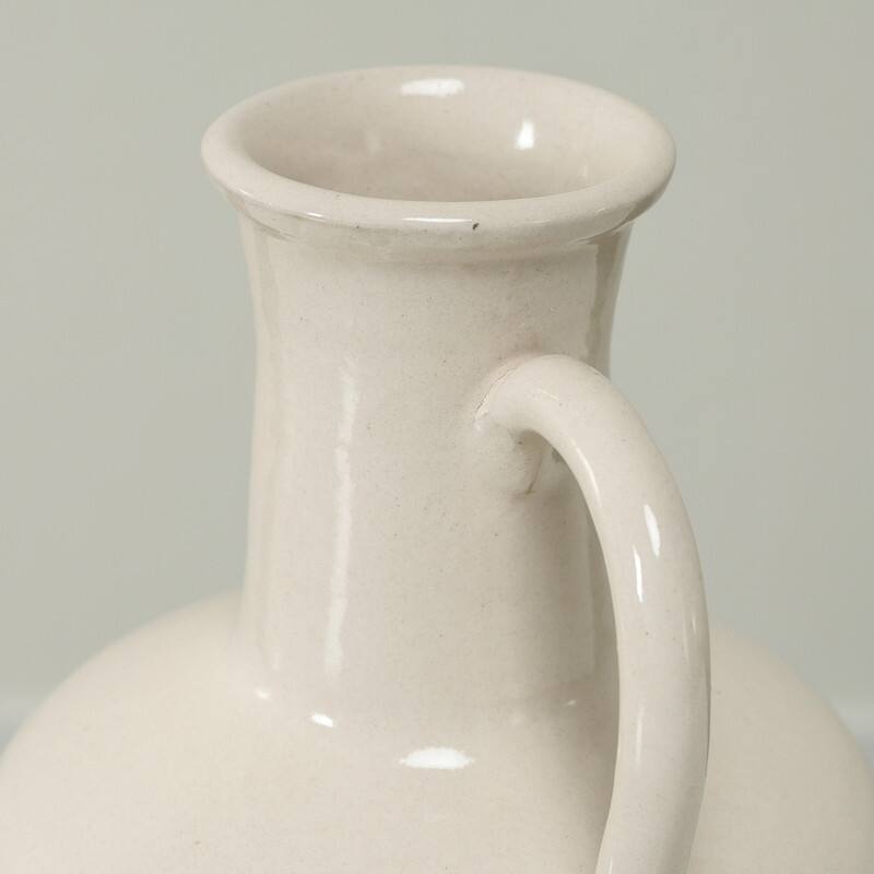 Approx. 10" H Off White Ceramic Bottle Vase with One Decorative Handle
