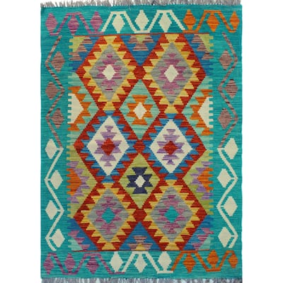 Flatweave Raedeman Red/Green Rug - 3'3" x 4'9"