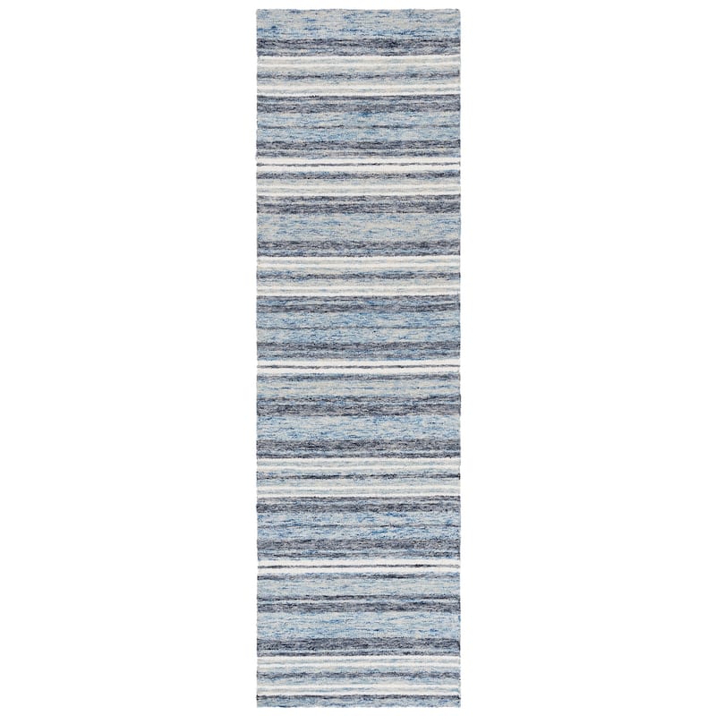 SAFAVIEH Handmade Ebony Luise Wool Rug - Blue/Beige - 2'3" x 8' Runner