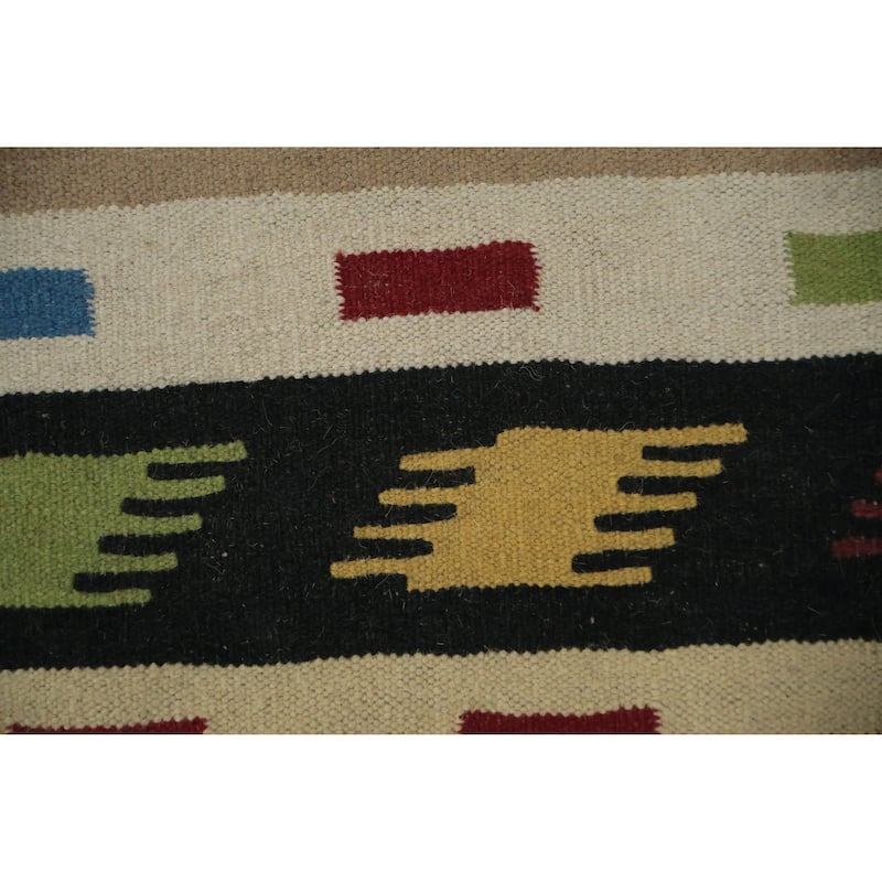 Hand Woven Oriental 100% Wool Carpet Southwestern Modern Multi-Colored Kilim Area Rug - 10' 3'' X 8' 5''