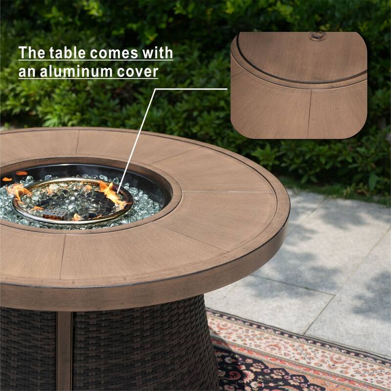 Patio Wicker Delicate and Exquisite Round Firepit Table