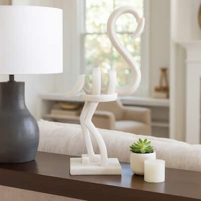 Resin Flamingo Sculpture Modern Abstract Figurine - 19" White - 9" x 4.5" x 18.75"