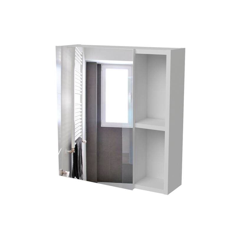 TUHOME Labelle Medicine Cabinet With Mirror Door, Open & Closed Shelving - N/A - White