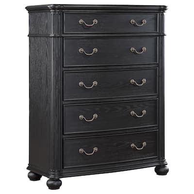 Celina Traditional Wood 5-drawer Bedroom Chest Black