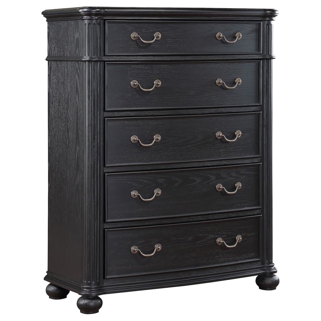 Celina Traditional Wood 5-drawer Bedroom Chest Black