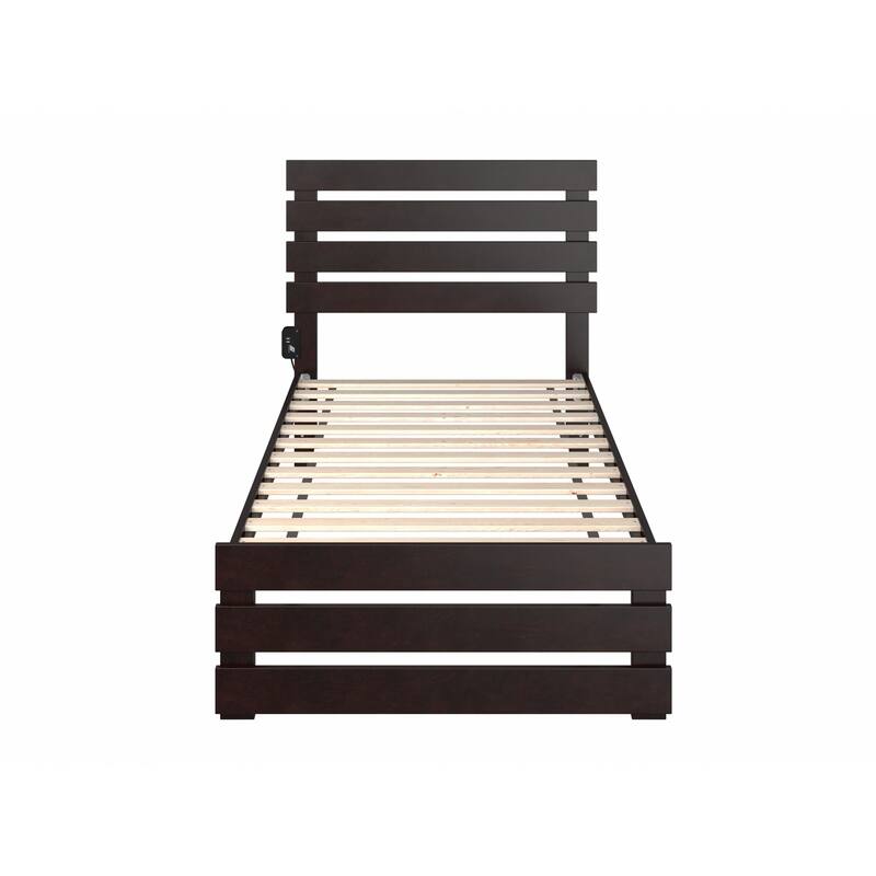 Twin Bed with Footboard - Rustic Recluse Espresso Finish - Solid Wood Bed Frame