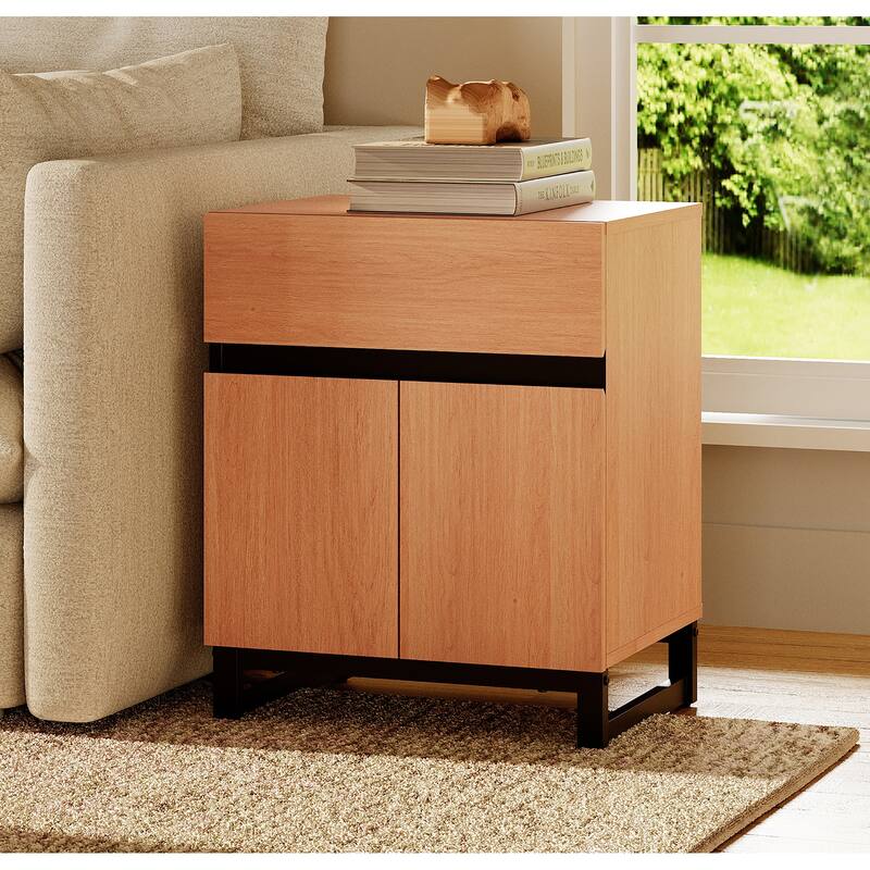 WAMPAT Modern End Table, Farmhouse Sofa Table, Wood Rustic Side End Table for Living Room, Nighstand for Bedroom - 1 PACK - Mocha