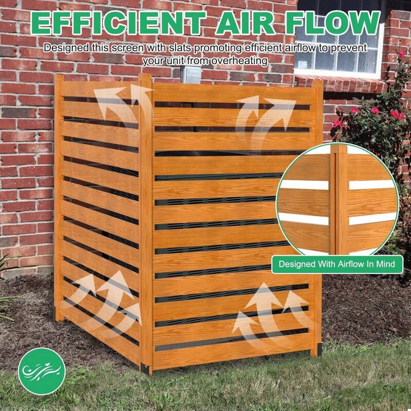 3.2 ft.W x 5 ft.H Air Conditioner Fence with Metal Stakes, 2-Panel