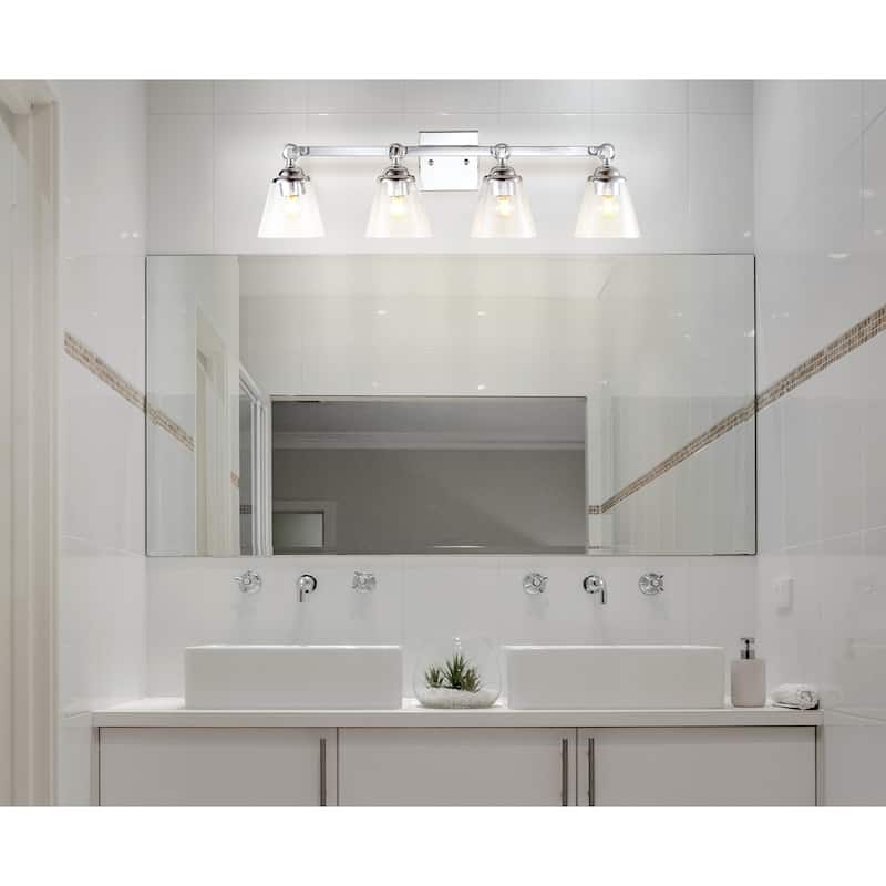 August Hurricane Metal/Glass Vanity, Chrome by JONATHAN Y