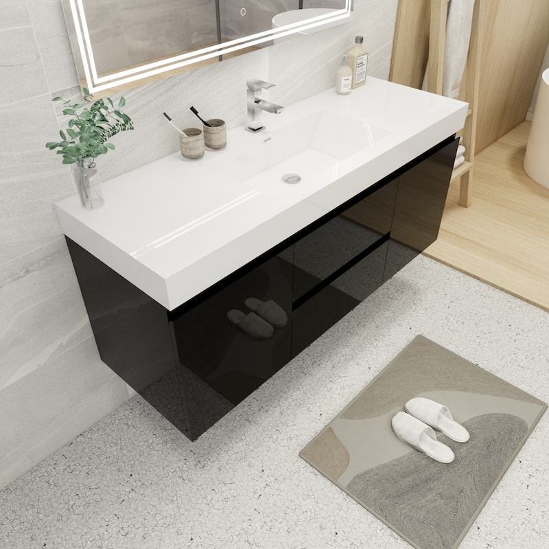 Baillie 60'' Wall-Mounted Vanity with Single Reinforced Acrylic Sink