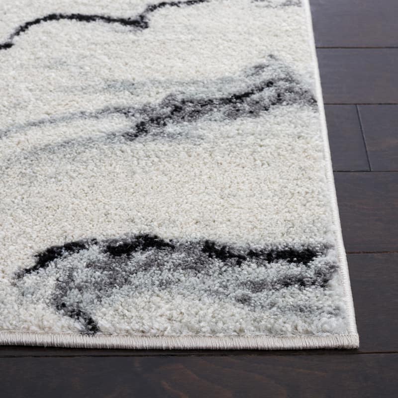 SAFAVIEH Tucson Odessa Machine Washable Traditional Rug - 6'7" Square - Ivory/Black