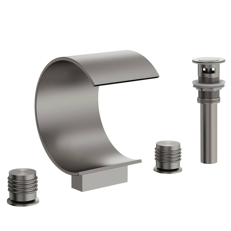 Widespread Bathroom Faucet 3 Hole, 2-handle Bathroom Sink Faucet with Drain Assembly - Brushed Nickel