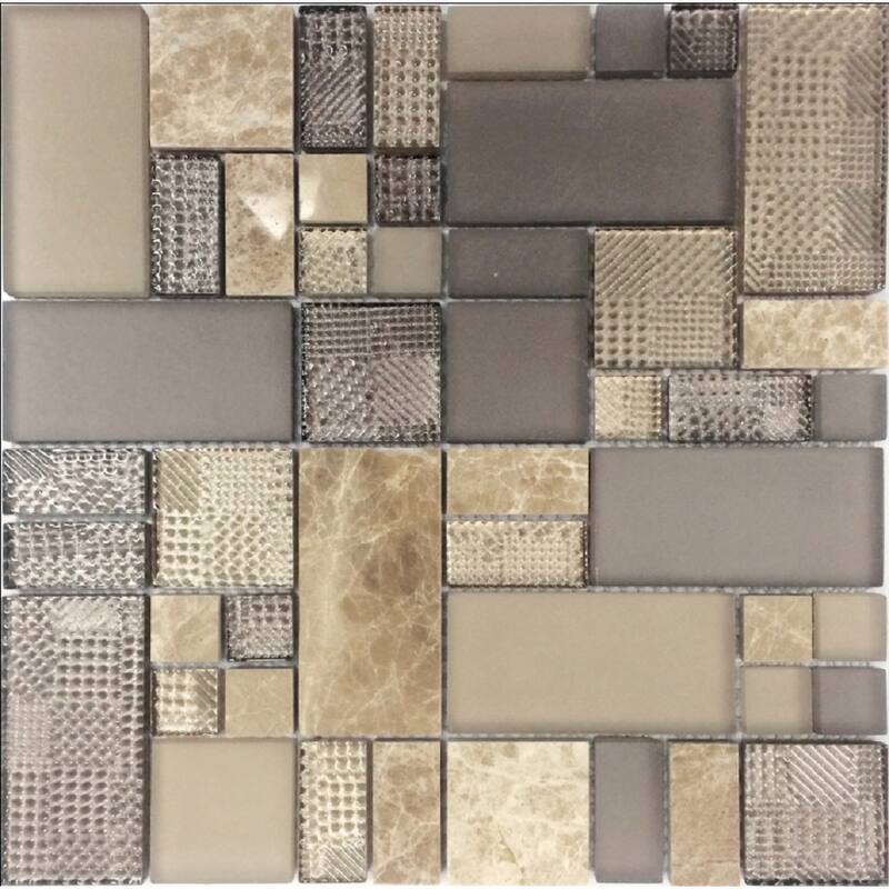 Apollo tile 12" x 12" Soleil Polished Matte Textured Brown Glass Stone Tile (4.75 sq ft/case) - 5 Pack