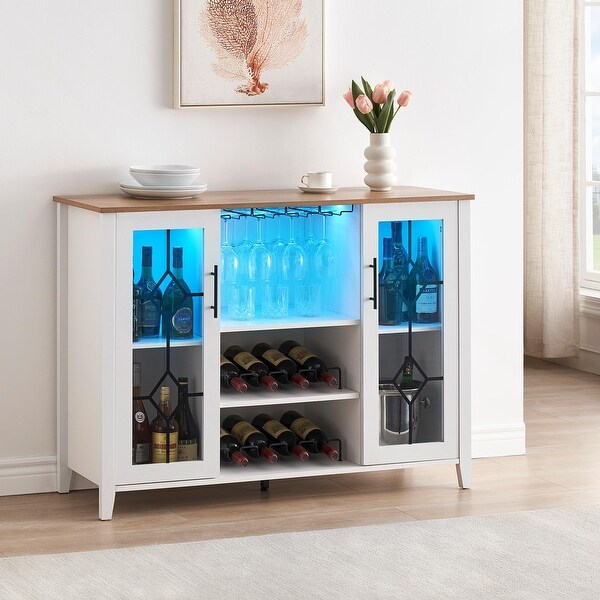 Wine Bar Cabinet with LED Light 15.7 D x 47.2 W x 34.61 H On Sale Bed Bath Beyond 40406952