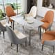 Minimalist Dining Table with Rectangular Sintered Stone and Tempered Glass Tabletop, Big Robust Aluminum Legs