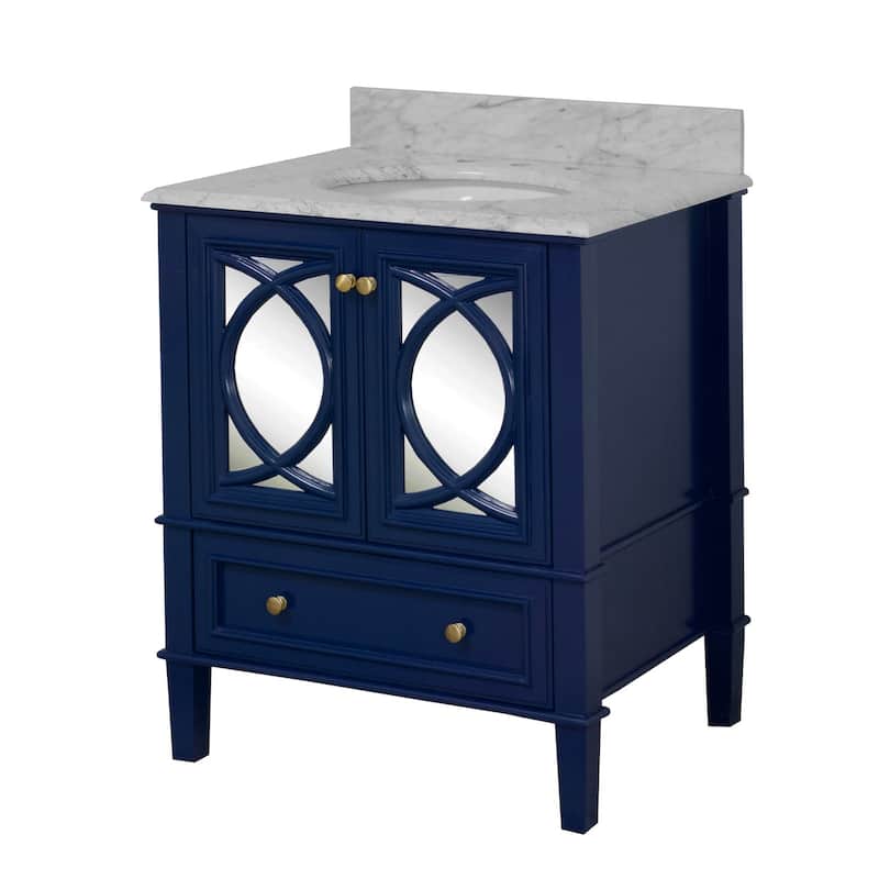 KitchenBathCollection Olivia 30" Bathroom Vanity with Carrara Marble Top