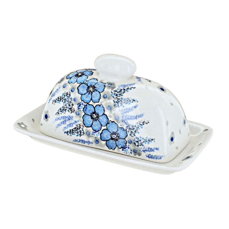 Blue Rose Polish Pottery 1377 Zaklady Butter Dish