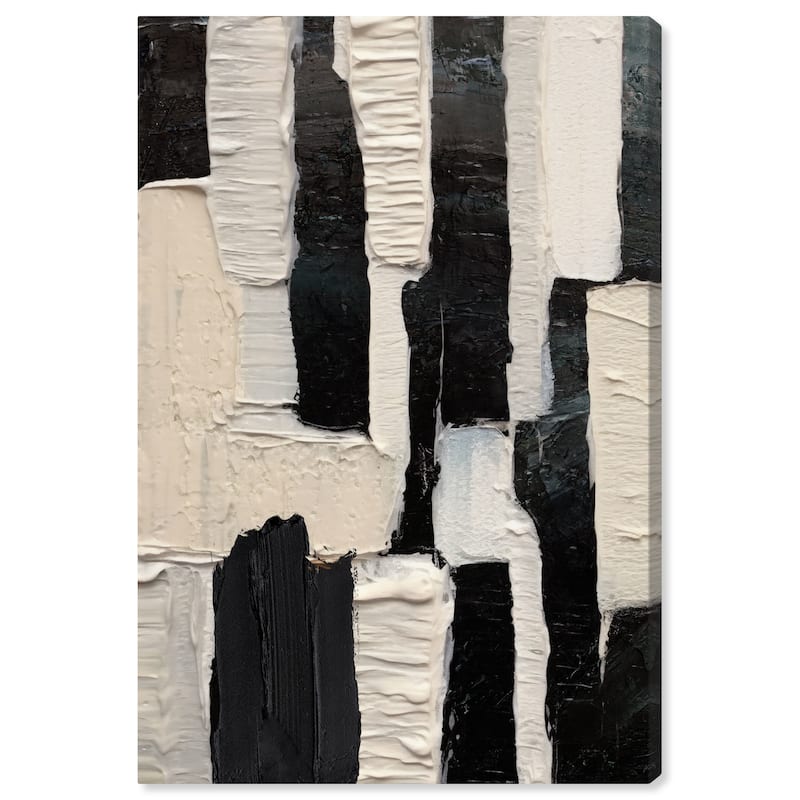 Wynwood Studio Abstract Argo Black and Cream White Modern & Contemporary Wall Art Canvas Print