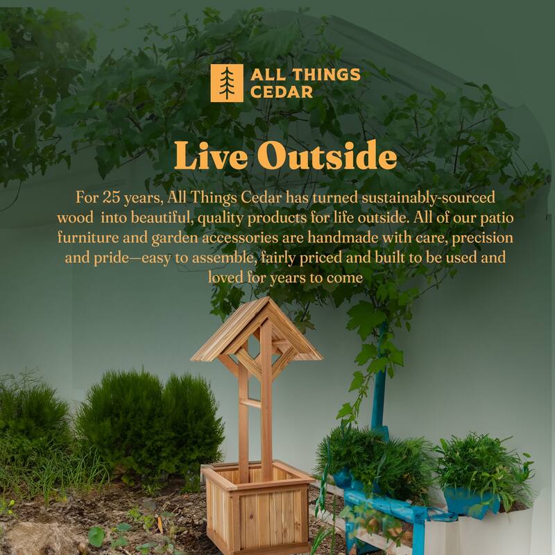 All Things Cedar 5-Ft Outdoor Wishing Well Planter Box for Flowers and Plants - 36