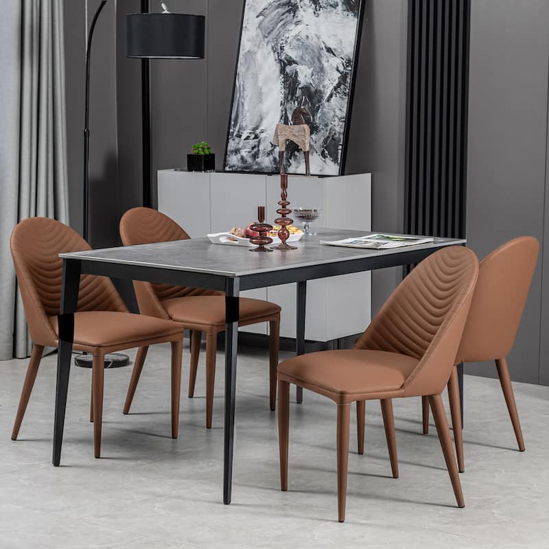 Fully Assembled Microfiber Leather Upholstered Dining Chairs, Set of 2 - 22.44"D x 18.5"W x 32.28"H