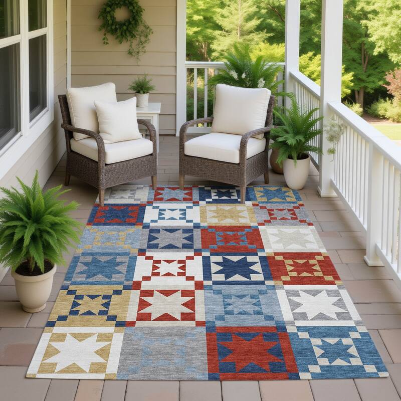 Machine Washable Indoor/ Outdoor Modern Newton Chantille Rug