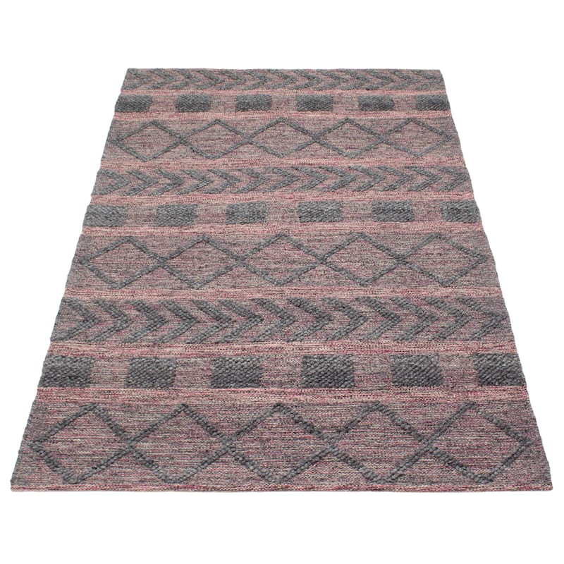 ECARPETGALLERY Braid weave Sienna Grey Wool Rug - 4'11 x 8'2