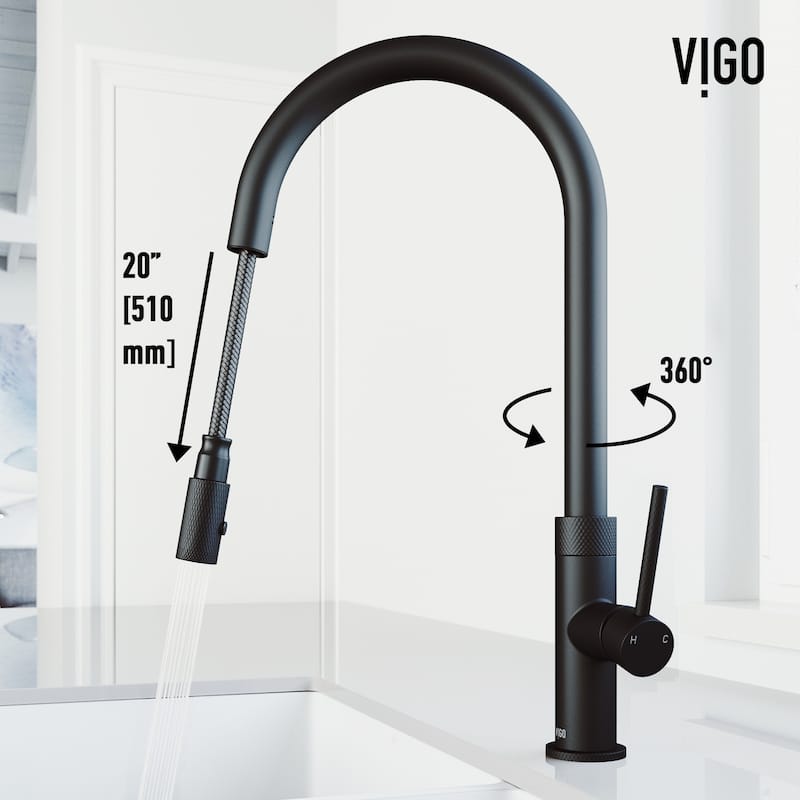 VIGO Bristol 19" H Single Handle Pull-Down Sprayer Kitchen Faucet
