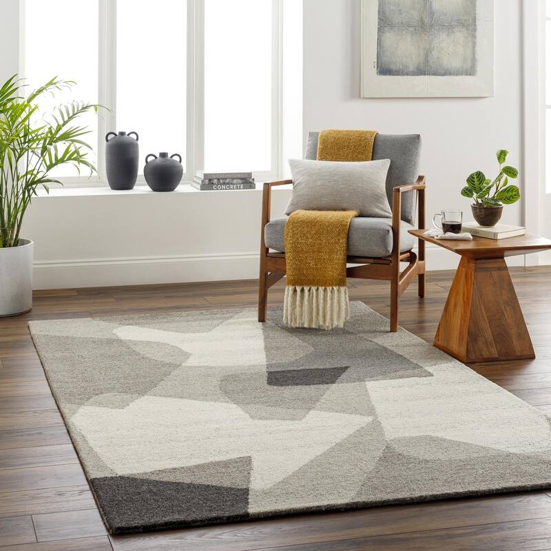Livabliss Bohemian & Eclectic Granada Abstract Area Rug - 8' x 10' - Grey/Black