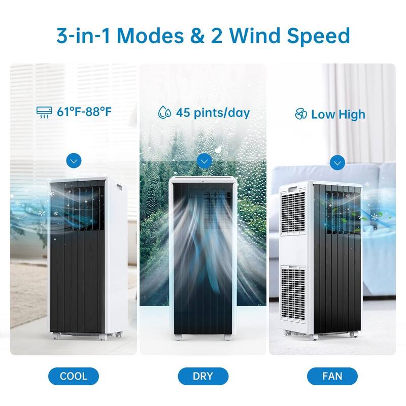 3-in-1 Portable Air Conditioner, 8,000 BTU, Up to 350 Sq.Ft