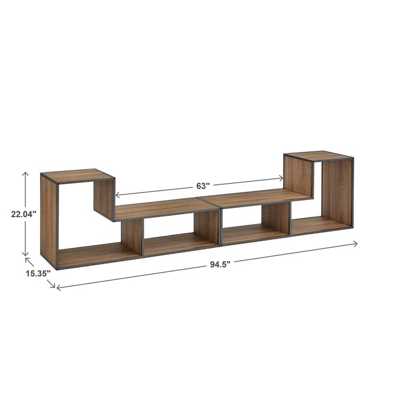 Shelby Natural Finish TV Stand with Silver Gray Metal Frame by iNSPIRE Q Modern
