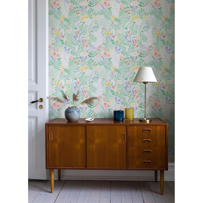 A-Street Prints Brittsommar Light Green Woodland Floral Wallpaper