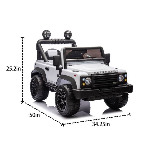 slide 2 of 60, Land Rover Defender Ride-On Car for Kids with Remote, Bluetooth, and LED Lights White