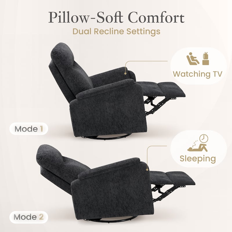 Fabric Recliner Sofa Chair Swivel Rocking Footrest-Single Seat for Living Room