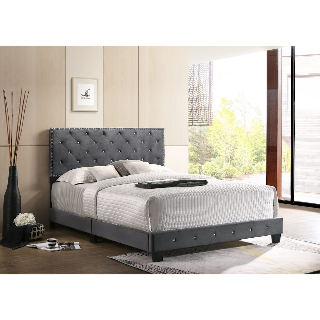 Contemporary Cool Bed - Modern Gray Upholstered Bed Frame for Bedroom