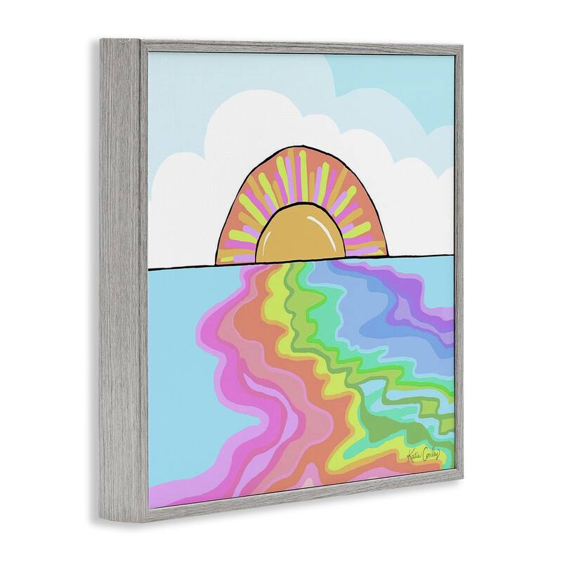 Stupell Swirling Rainbow on Sea Surface Framed Giclee Art Design By Katie Conley