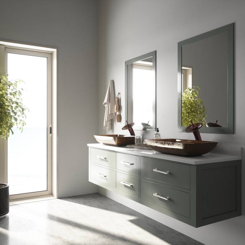 VIGO Donatello 23"L x 15"W x 5"H Glass Rectangular Vessel Bathroom Sink