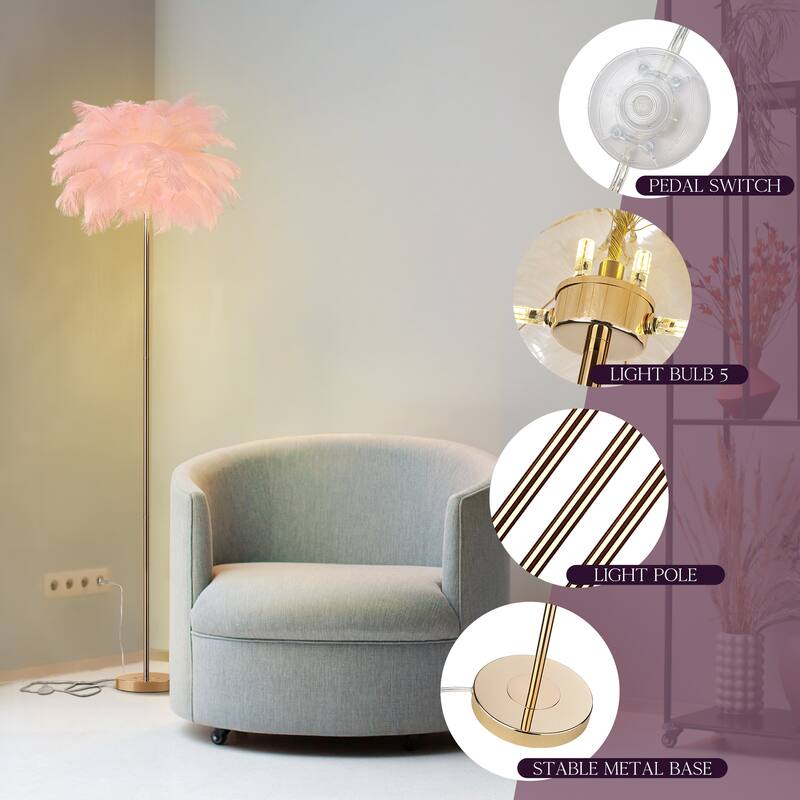 Feather Tripod Table Lamp With LED Bulbs