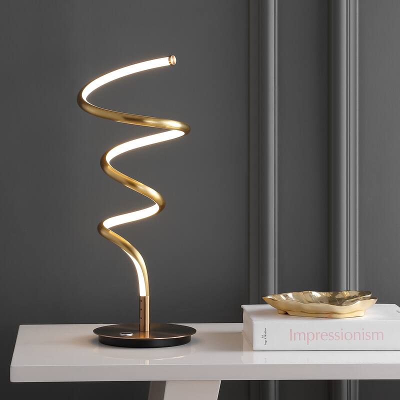 Owen 19.75" Modern Dimmable Metal Integrated LED Table Lamp, Chrome by JONATHAN Y