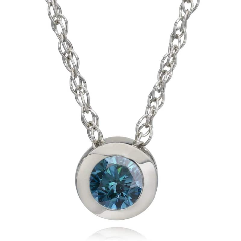 1/2ct Solitaire Blue Diamond Pendant White Gold